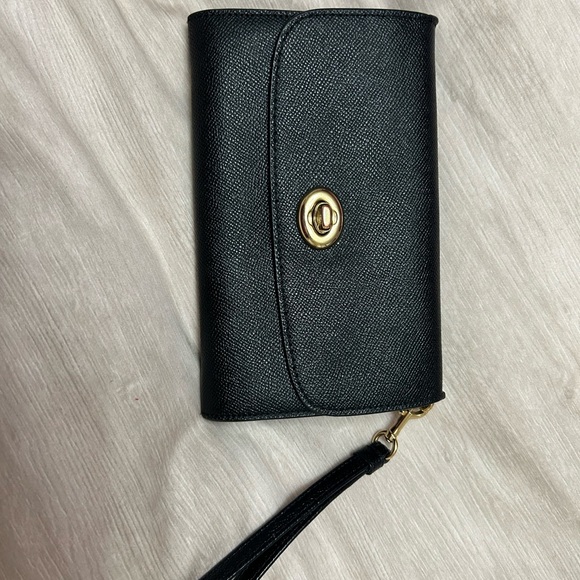 Black Wristlet Clutch with Gold Accent - Picture 2 of 10